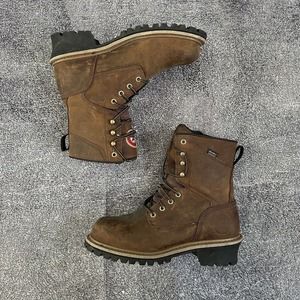 Mens Red Wing Shoes Irish Setter Mesabi 8" Waterproof Leather Logger Boot Sz 8.5